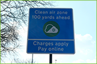 Local Authority clean air zone sign in the street